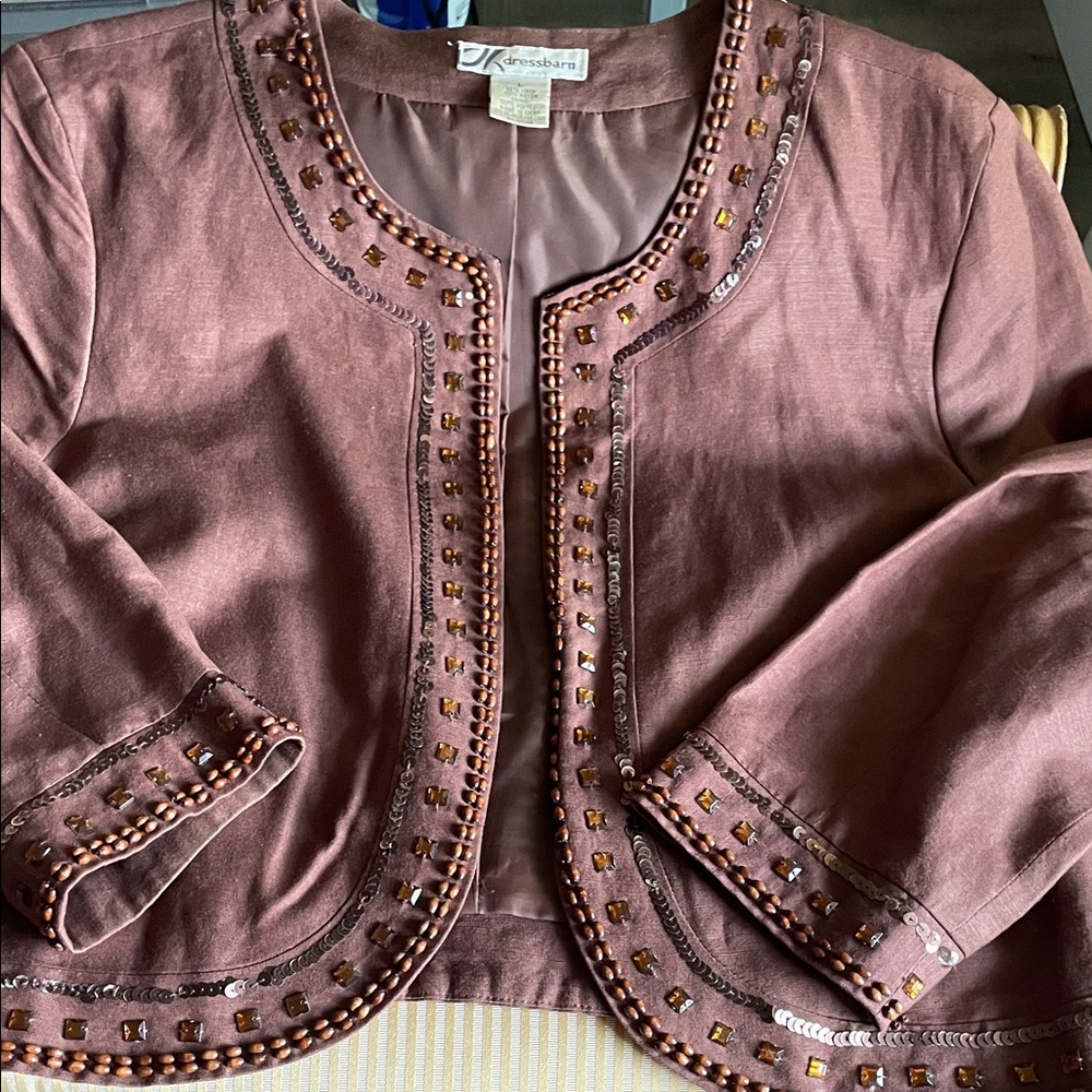 Dressbarn Mauve Embellished Blazer